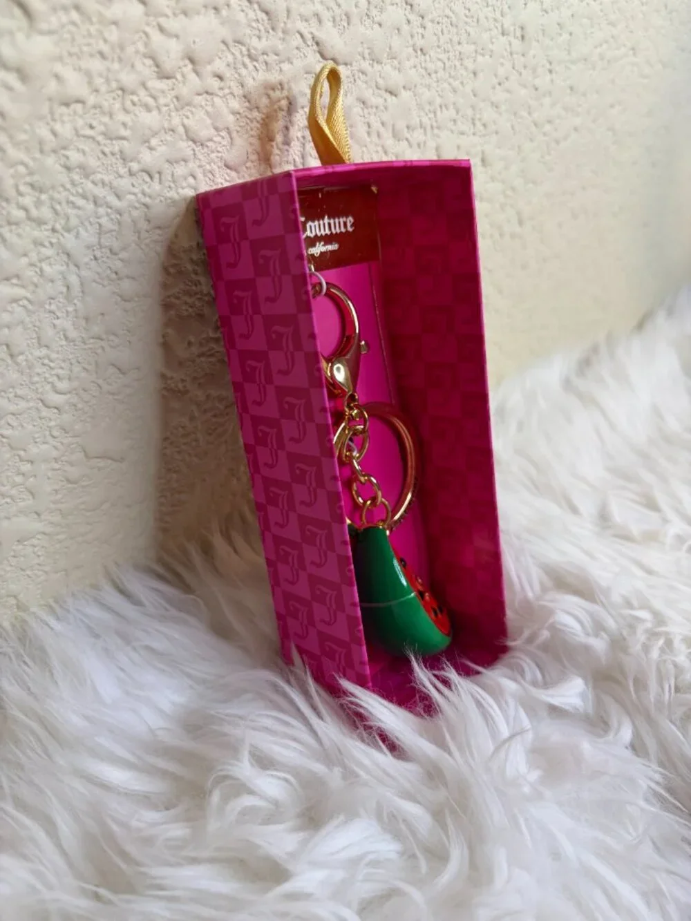 Juicy Couture Watermelon Bag Charm Keychain Fruit Gold Tone NWT